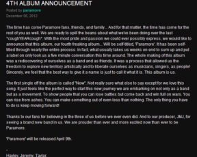 Paramore anuncia data de lançamento do novo álbum